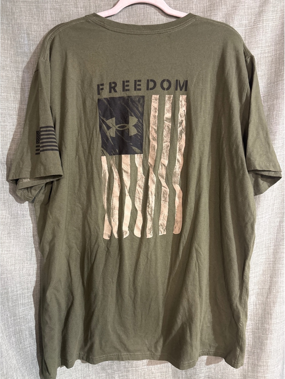 Under Armour Freedom Graphic T-Shirt Men's 3XL Olive Green Cotton